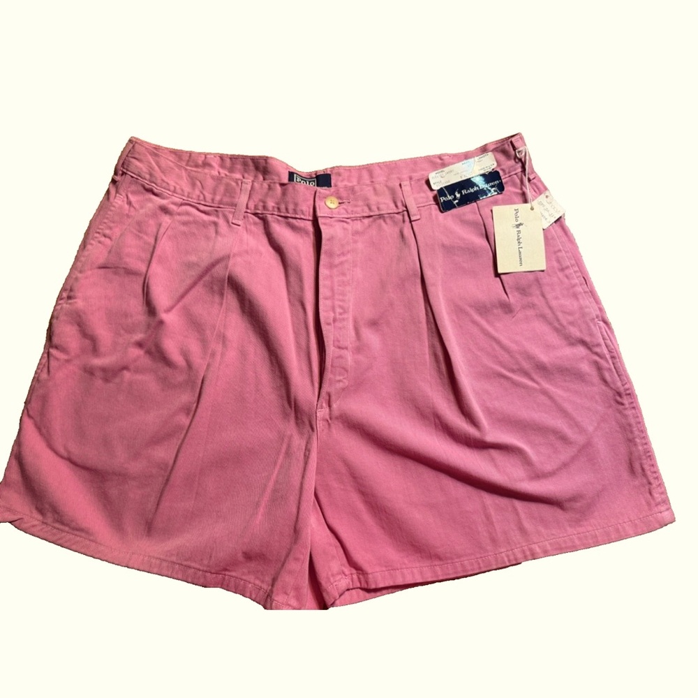 Vintage Polo Ralph Lauren Mens Pleated Shorts Pink 40 NWT